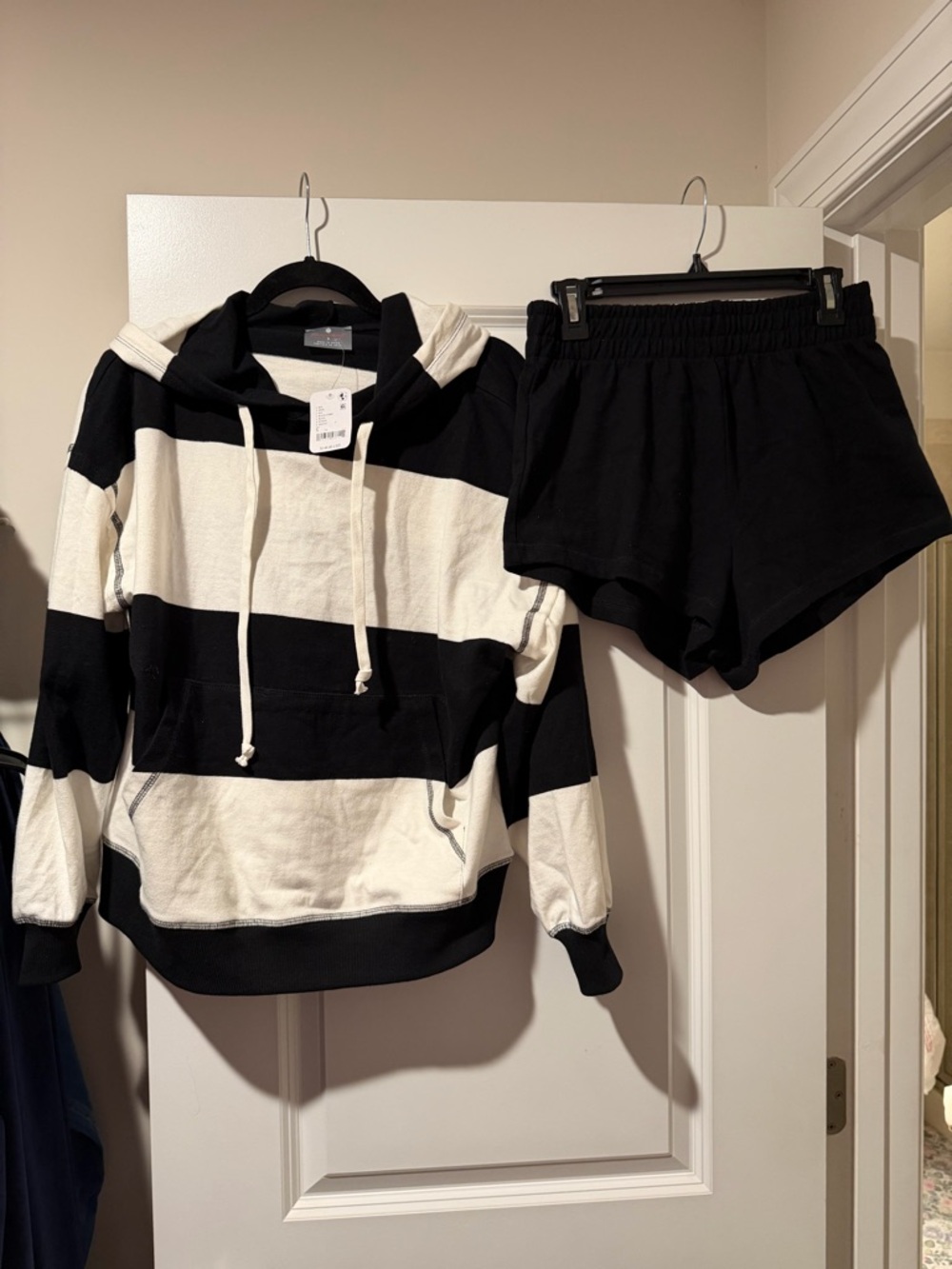 We The Free Black & White Striped Hoodie Set 🔥 Size S